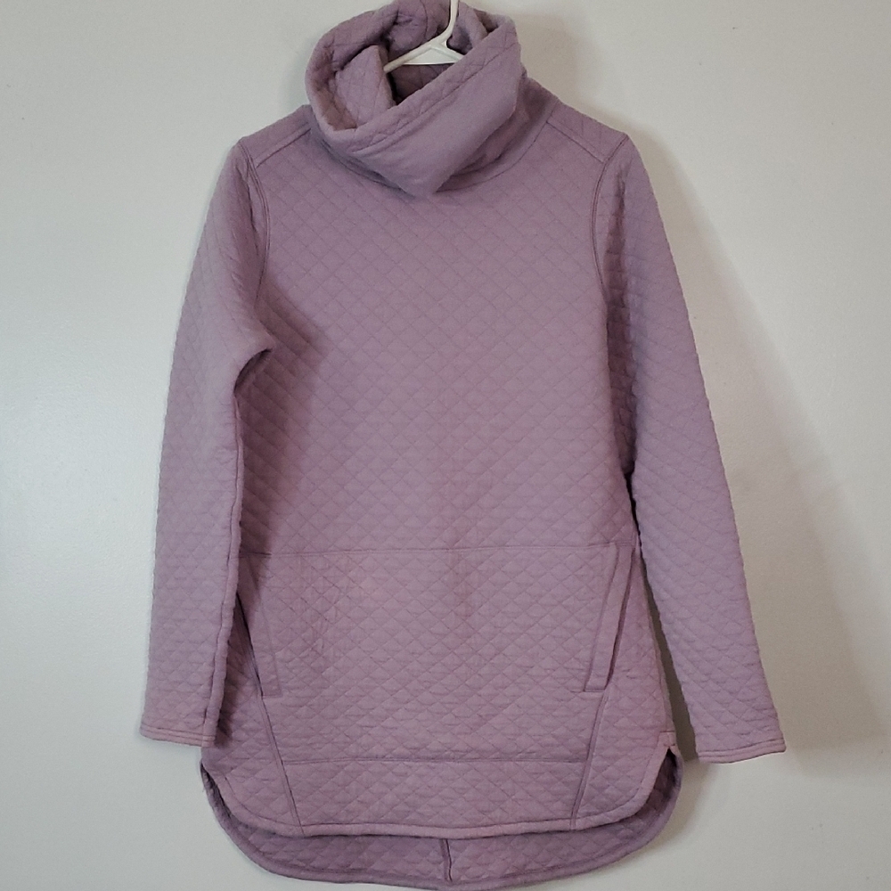 Womens Duluth Trading Quilted Funnelneck Tunic Pullover Size Small Big Pocket